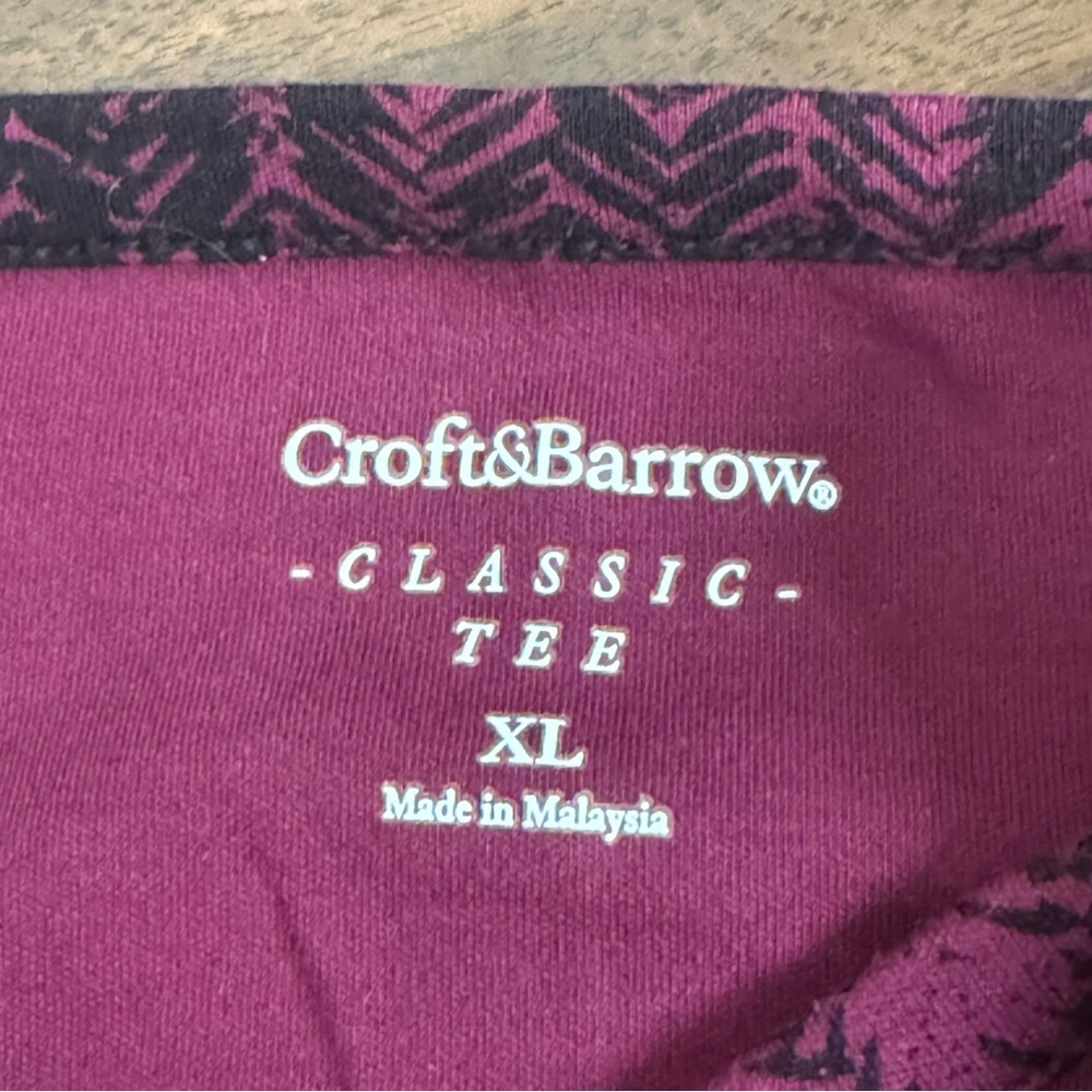 Croft & Barrow Magenta Abstract Print V-Neck Long Sleeve Tee XL - Picture 5 of 8